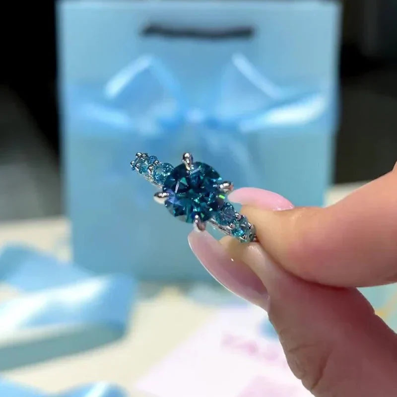 Aqua Glow Silver Ring Elegant Handmade Design