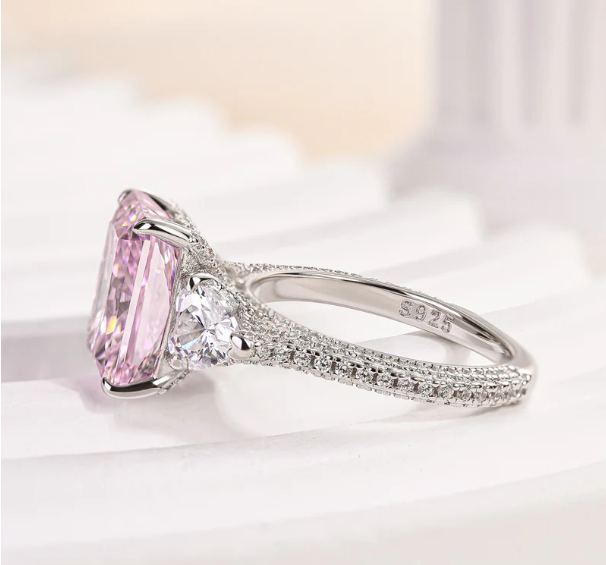Blush Spark Silver Ring – Elegant Pink Shine