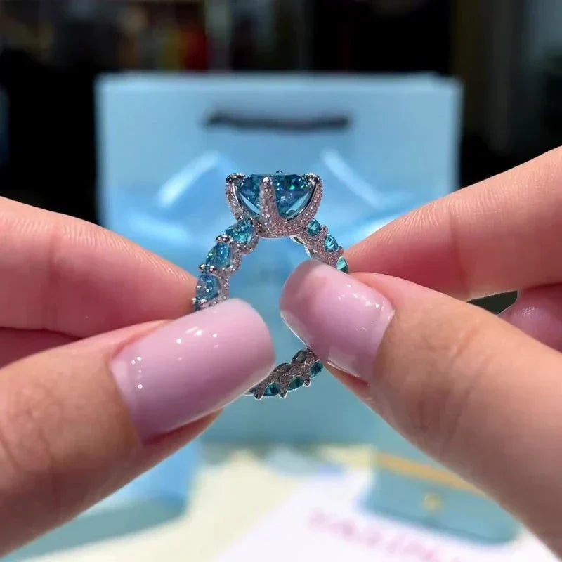 Aqua Glow Silver Ring Elegant Handmade Design