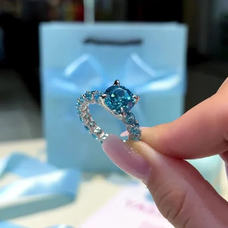 Aqua Glow Silver Ring Elegant Handmade Design
