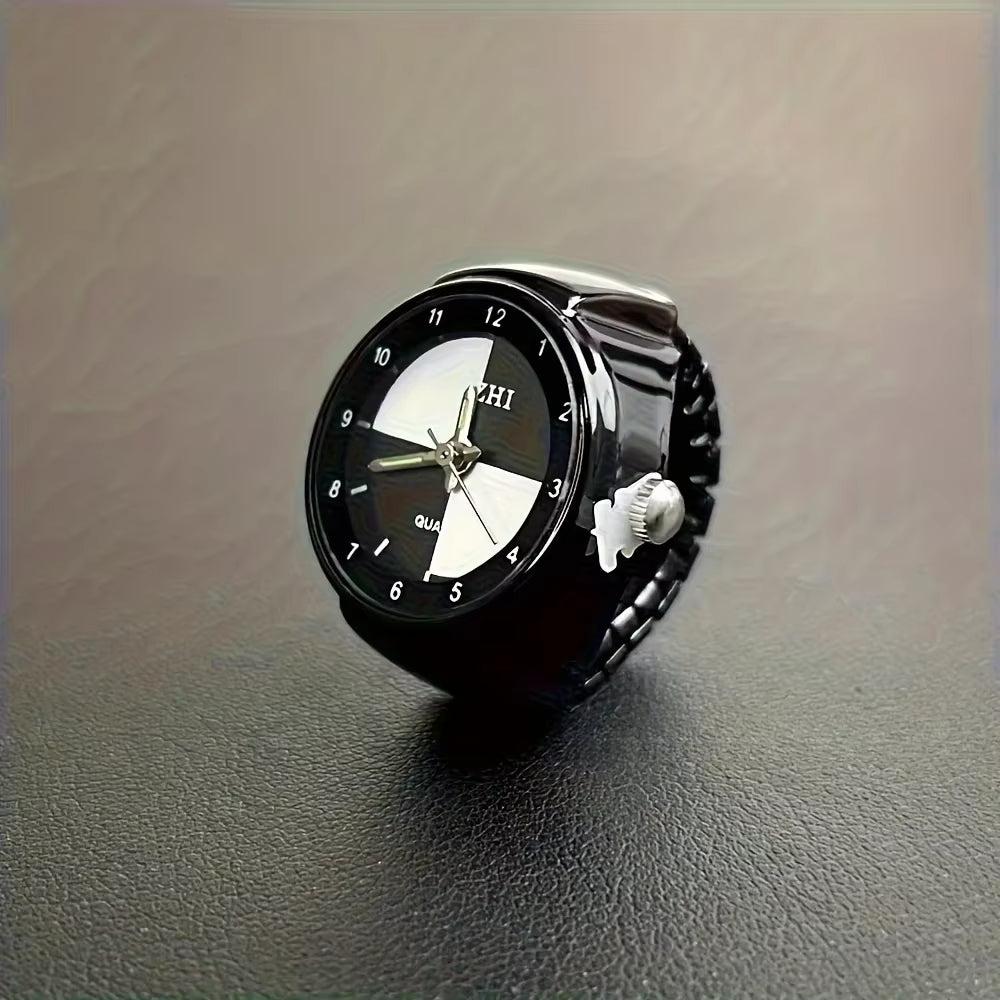 Creative Luminous Quartz Ring Watch Cool Color Block Fashion Finger Watch For Women Men