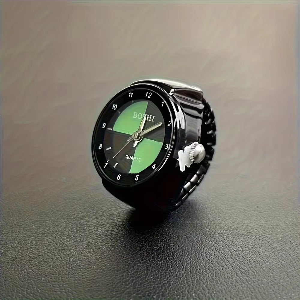 Creative Luminous Quartz Ring Watch Cool Color Block Fashion Finger Watch For Women Men