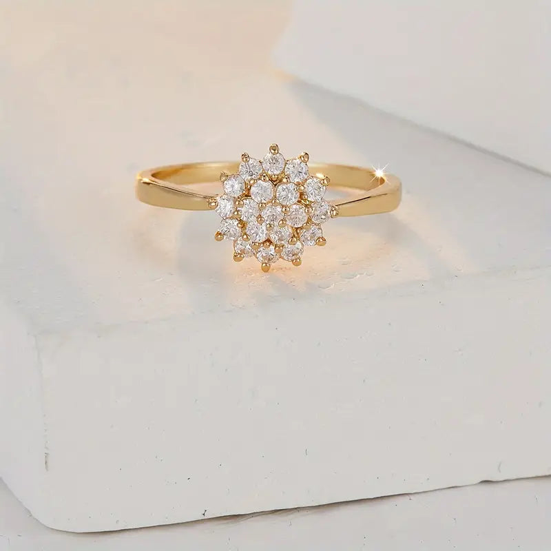 zirconia Flower Ring Monochrome Exquisite Finger Ring Luxury Style Wedding Engagement Ring Jewelry For Women