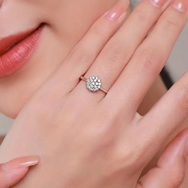 zirconia Flower Ring Monochrome Exquisite Finger Ring Luxury Style Wedding Engagement Ring Jewelry For Women