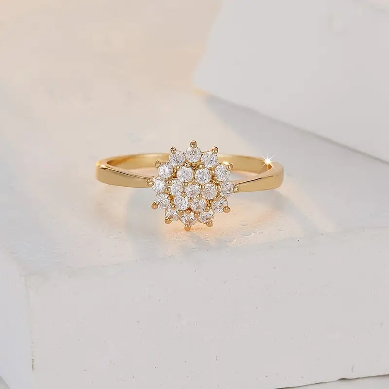 zirconia Flower Ring Monochrome Exquisite Finger Ring Luxury Style Wedding Engagement Ring Jewelry For Women
